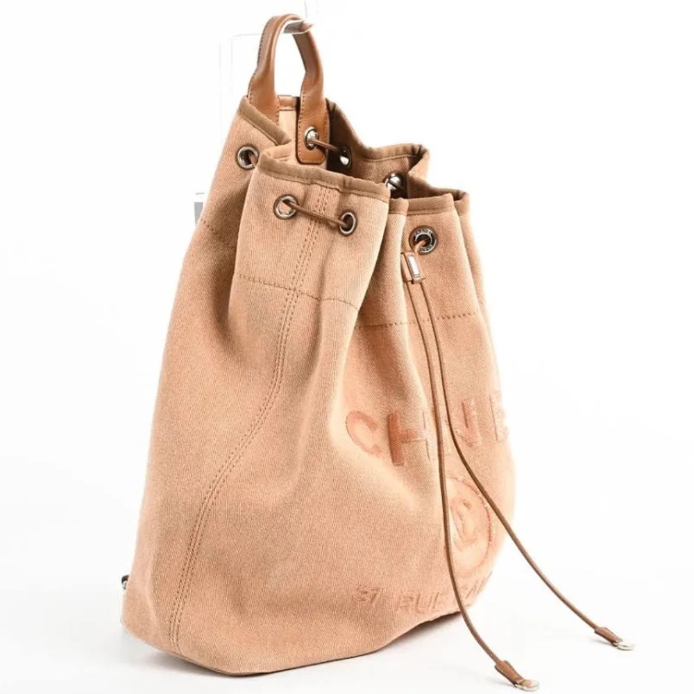 Chanel Beige Canvas Drawstring Backpack - image 3